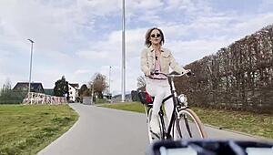 Miss Daisy Diamond Bikes Outdoors Teasing Her Natural Tits