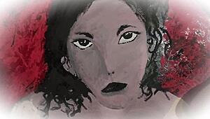 sexy muscular guy jerks huge cock pov with farts feet fetish and hand painted women portraits