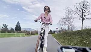 Miss Daisy Diamond Bikes Outdoors Teasing Her Natural Tits