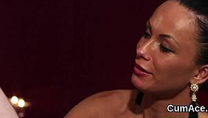 how does this slut swallow every drop after her massive bukkake facial?