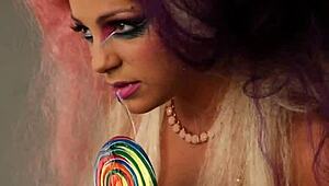 Abigail Mac teases big tits and pussy during musical photoshoot