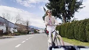 Miss Daisy Diamond Bikes Outdoors Teasing Her Natural Tits