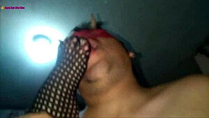 Fishnet Clad BBW Delivers Footjob Fetish With Big Ass And Tits