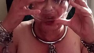 feeling so degraded chaining myself for toilet humiliation with dildo and dirty talk