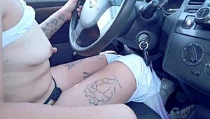 Heart pounds as latina taxi girl strips naked mid-ride in car thrill!