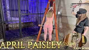 Prison officer dominates skinny slave with dirty talk spanking heels and rough femdom roleplay