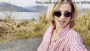 Miss Daisy Diamond Bikes Outdoors Teasing Her Natural Tits