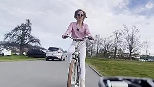 Miss Daisy Diamond Bikes Outdoors Teasing Her Natural Tits