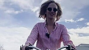 Miss Daisy Diamond Bikes Outdoors Teasing Her Natural Tits