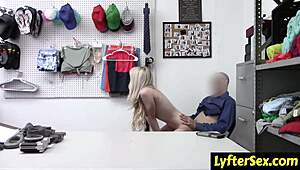 Officer pins lilly bell bent over counter for rough cowgirl doggy pounding after shoplift bust