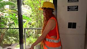 amazing redhead andrea castro takes two cocks in her pussy