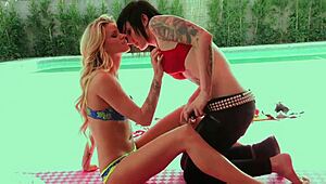 oh god, nikki hearts and jessa rhodes licking shaved pussies by the pool feels so intense