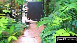 kitty in bbc cage gets bent over for hardcore interracial pounding on her big juicy pussy and ass