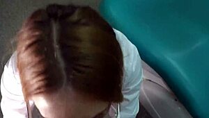 doctor drops to knees sucking patient's cock for facial finish