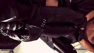 two leather-clad biker lesbians grind and cum in wild outdoor passion