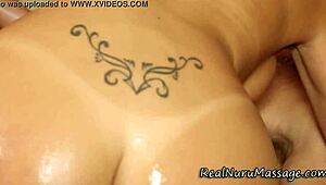 oh man... my sensual asian masseuse is gettin pounded so hard in this nuru 3some!!