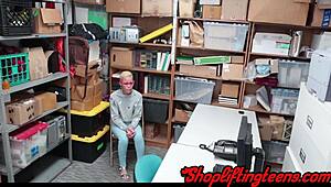 bound kinky ebony teen rides cock hard after shoplift spy cam hidden reality fuck