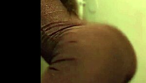 ebony babe's leggings hug her soft big ass like a water bed