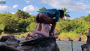 albino girl takes three huge cocks deep in her tight ass creampie gangbang