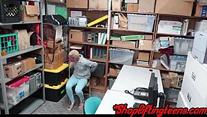 bound kinky ebony teen rides cock hard after shoplift spy cam hidden reality fuck