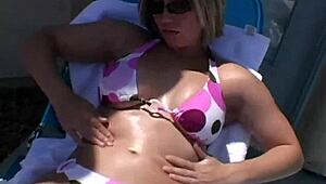 Paige Spreads Lotion on Shaved Pussy and Ass Outdoors