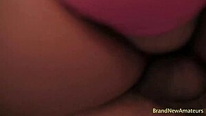 heather's big tits bounce as mature maid gags on cock then swallows passionately