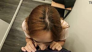 i bought her lingerie so she sucks my cock in the store fitting room