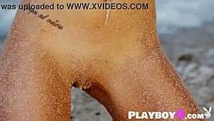 Sexy Blonde Milf Anika Shay Strips Lingerie Outdoors for Playboy Tease