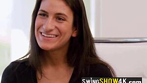 topless swinger babes play outdoor softcore games with couple