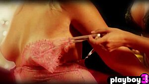 Sexy Blonde Milf Uma Jolie Strips Lingerie for Hot Ass Play