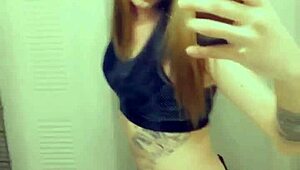 hot tranny in satin panties gropes her horny clit and small cock