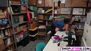 Burglar Cutie Lily Punished Hard with Monster Cock in Office