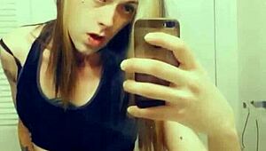 hot tranny in satin panties gropes her horny clit and small cock