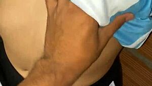 Cheating argentinian neighbor fucked raw on terrace behind hubby