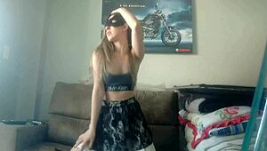 hot student shakes her skinny body teasing stripping jeans skirt in cute dance compilation