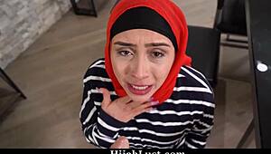 Hey shy hijab stepmom, stepson teaches you cowgirl riding on big cock to orgasm