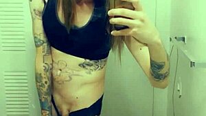 hot tranny in satin panties gropes her horny clit and small cock