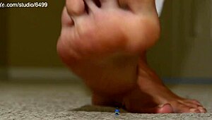 giant sexy femdom crushes tiny 18+ toys under her huge feet in bdsm play