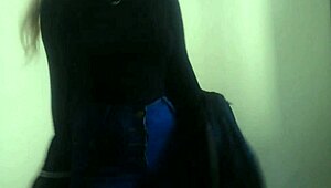 hot student shakes her skinny body teasing stripping jeans skirt in cute dance compilation