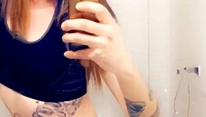 hot tranny in satin panties gropes her horny clit and small cock