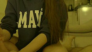 whoa! girl next door slurps huge cock sperm fully clothed!