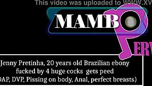 Jenny Pretinha's Perfect Breasts Pounded by 4 Huge Cocks Dap