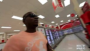 stockroom surprise leads to deepthroat blowjob