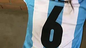 Cheating argentinian neighbor fucked raw on terrace behind hubby