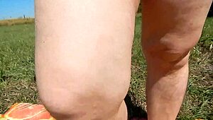 hairy mature flashes her pussy outdoors in public