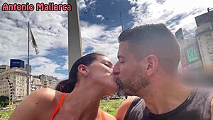 Street pickup of athletic Argentinian fitness babe Michelle for quick big cock pounding