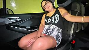 Latina Submissive Fucked Hard in Boyfriend's Best Friend Car on Public Street Ride