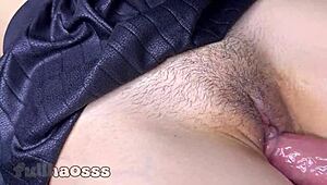 Teen teases hairy wet pussy before massive creampie cumshot drips close up