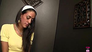 lyla rubs tight pussy over panties while deepthroating in confessional