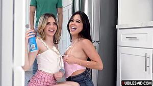 stepsisters compete: who swallows more facials from cheating cocks?